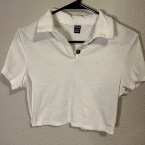 White Collared Crop Top